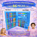 86 Peças - Maleta Escolar Pintura Desenho Infantil